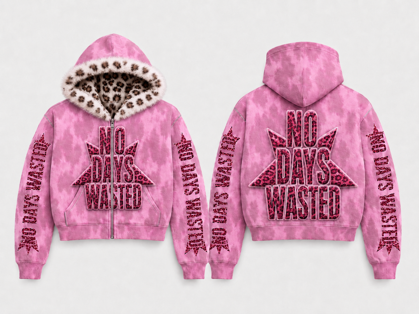 NDW Pink Leopard Zip-Up